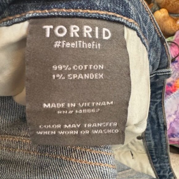 Torrid Womans Medium Wash Denim Button-Fly Jeans With High Rise Straight Legs - Picture 13 of 15